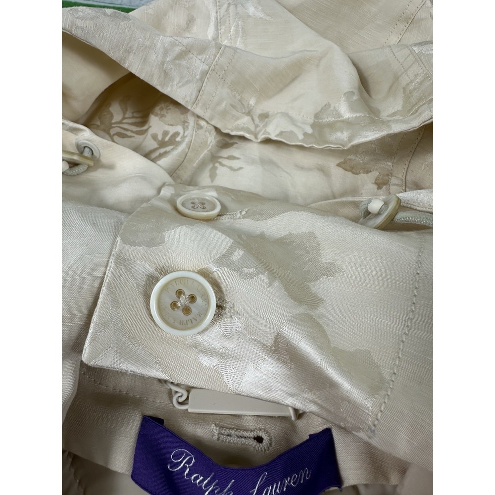 Ralph Lauren Purple Label Ivory Linen Blend Floral Hooded Padded Jacket SZ 4 NWT - Picture 11 of 14